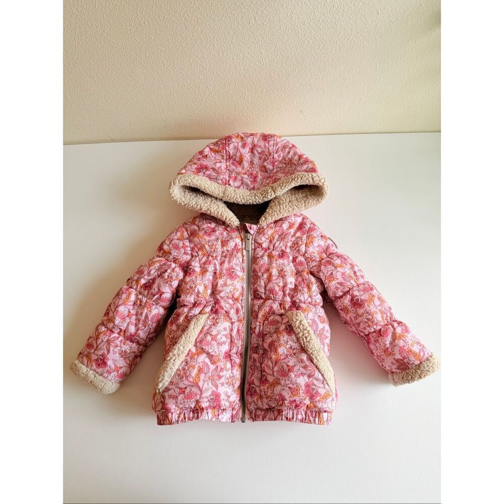 Koolaburra by UGG Floral Pink and Cream Puffer Jacket size 3T